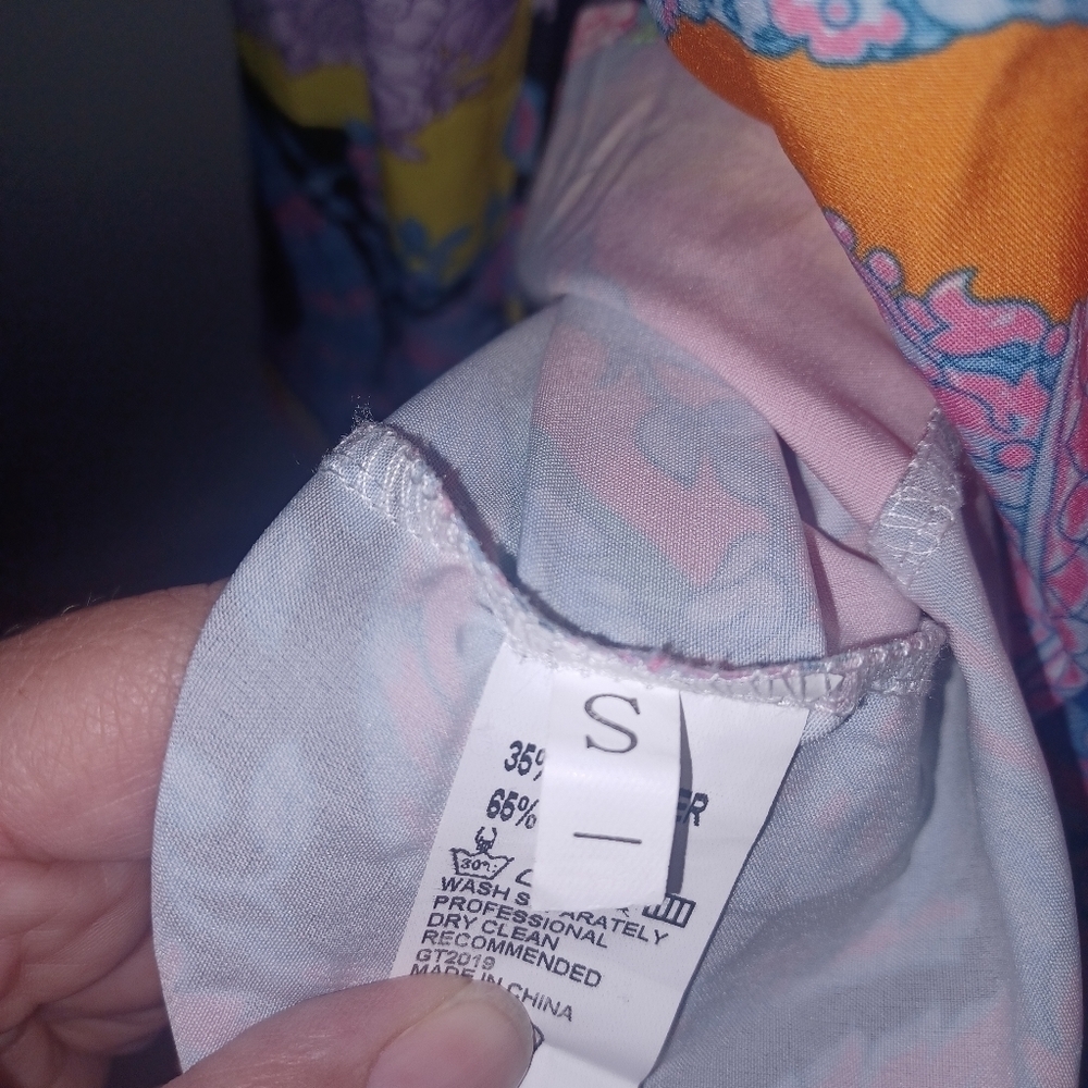 Colorful Button Down Dress Shirt- W Sz Small - Picture 7 of 7